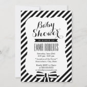 Moderne Baby shower met zwarte en witte strepen Kaart (Voorkant)