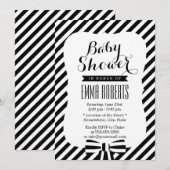 Moderne Baby shower met zwarte en witte strepen Kaart (Voorkant / Achterkant)