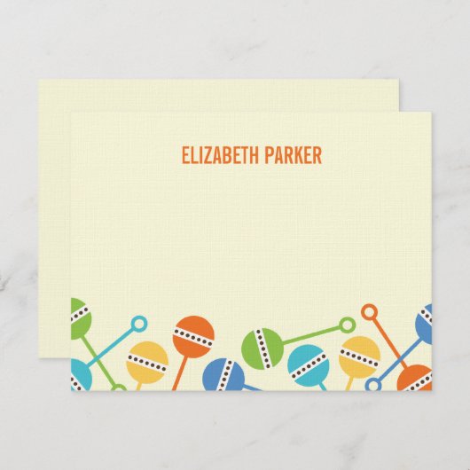 Moderne Baby shower Rattles Bedankt kaarten (Voorkant / Achterkant)