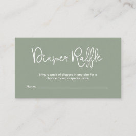Moderne Baby Shower Sage Green Luier Raffle Informatiekaartje