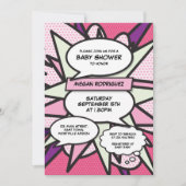 Moderne Baby Shower Strooibus Meisje Roze Stripboe Kaart (Voorkant)