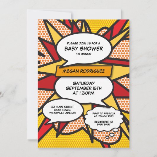 Moderne baby shower strooikleur geslacht neutraal  kaart (Voorkant)