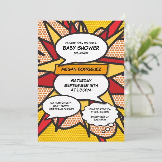 Moderne baby shower strooikleur geslacht neutraal  kaart (Staand voorkant)