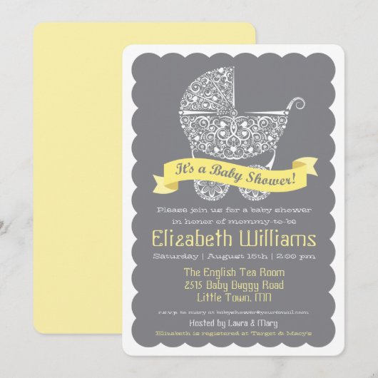 Moderne baby shower uitnodiging (Voorkant / Achterkant)