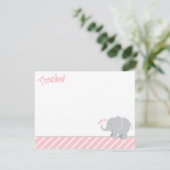Moderne Baby shower van Blush en Gray Elephant Gir Bedankkaart (Staand voorkant)
