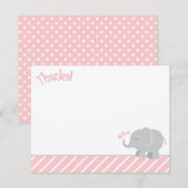 Moderne Baby shower van Blush en Gray Elephant Gir Bedankkaart (Voorkant / Achterkant)