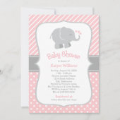 Moderne Baby shower van Blush en Gray Elephant Gir Kaart (Voorkant)