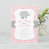 Moderne Baby shower van Blush en Gray Elephant Gir Kaart (Staand voorkant)