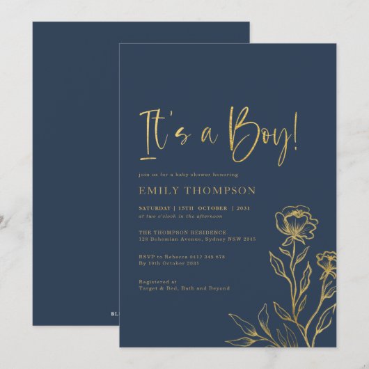 Moderne Baby shower van de goudmakerij Kaart (Voorkant / Achterkant)