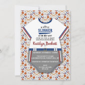 Moderne Baby shower van de "Little Slugger" Baseba Kaart (Voorkant)