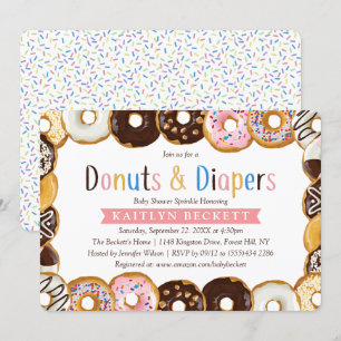 Moderne Baby shower van donuts en luiers Kaart