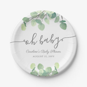 Moderne Baby shower van Eucalyptus Papieren Bordje