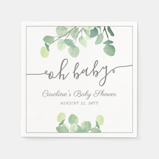 Moderne Baby shower van Eucalyptus Servet (Voorkant)
