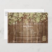 Moderne Baby shower van Ivy & String Lights Wood F Uitnodiging Briefkaart (Voorkant / Achterkant)