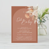 Moderne baby shower van Terracotta pampas Kaart (Staand voorkant)