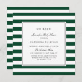 Moderne Baby shower voor groen en wit Stripes Kaart (Voorkant / Achterkant)