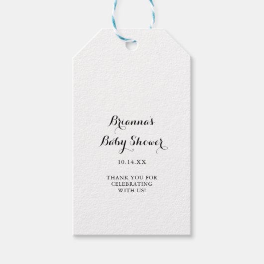 Moderne Baby shower voor kalligrafie Cadeaulabel (Voorkant)