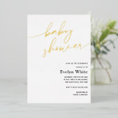 Moderne Baby shower voor kalligrafie Folie Uitnodiging (Staand Voorkant)