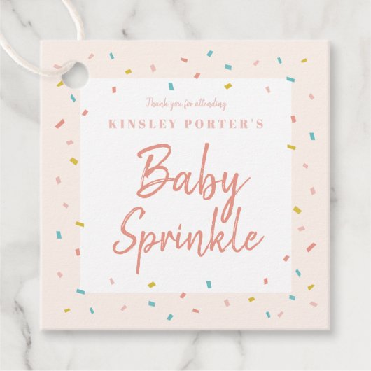 Moderne Baby Sprinkle Feestje Bedankjes Labels (Voorkant)