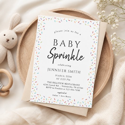 Moderne baby sprinkle foto uitnodiging