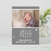 Moderne Baby typografie Foto Geboorte Aankondiging (Staand voorkant)