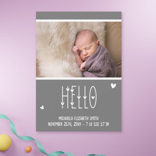 Moderne Baby typografie Foto Geboorte Aankondiging