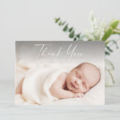 Moderne Baby van de Foto van het Manuscript Bedankkaart (Staand voorkant)