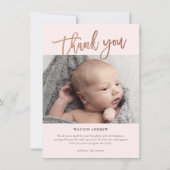 Moderne Baby van de Foto van het Manuscript Bedankkaart (Voorkant)