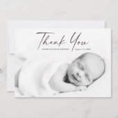 Moderne Baby van de Foto van het Manuscript Bedankkaart (Voorkant)