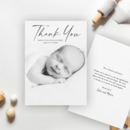 Moderne Baby van de Foto van het Manuscript Bedankkaart