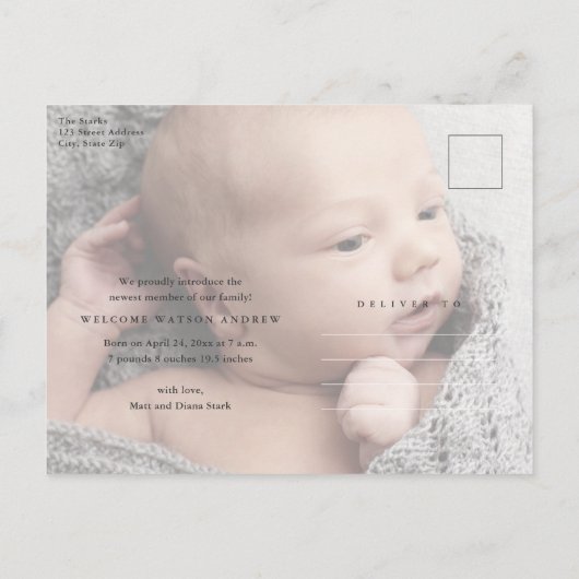 Moderne Baby van de Foto van het Manuscript Dank u Briefkaart (Achterkant)