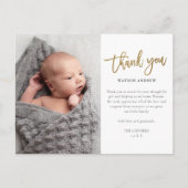 Moderne Baby van de Foto van het Manuscript Dank u Briefkaart (Voorkant)