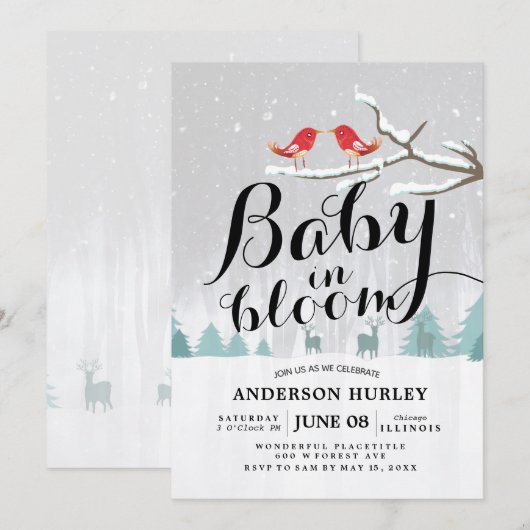 Moderne Baby van het Baby shower in de sneeuwscène Kaart (Voorkant / Achterkant)