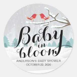 Moderne Baby van het Baby shower in de sneeuwscène Ronde Sticker