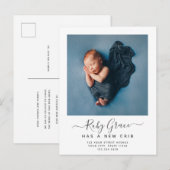 Moderne Baby van het Manuscript Nieuwe Wieg Bewege Aankondigingskaart (Voorkant / Achterkant)