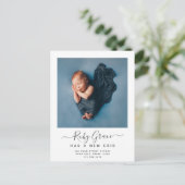 Moderne Baby van het Manuscript Nieuwe Wieg Bewege Aankondigingskaart (Staand voorkant)