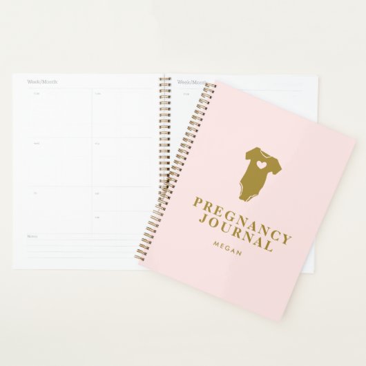 Moderne Baby Vest Blush en Gold Zwangerschap Planner (Display)