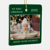 Moderne Baby voor eerste kerstmis Groen Keramisch Ornament (Rechts)