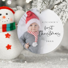 Moderne Baby Voornaam Kerstmis Jaar Foto Ornament