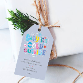 Moderne Baby zijn koude buitenkant Stustblauw Cadeaulabel