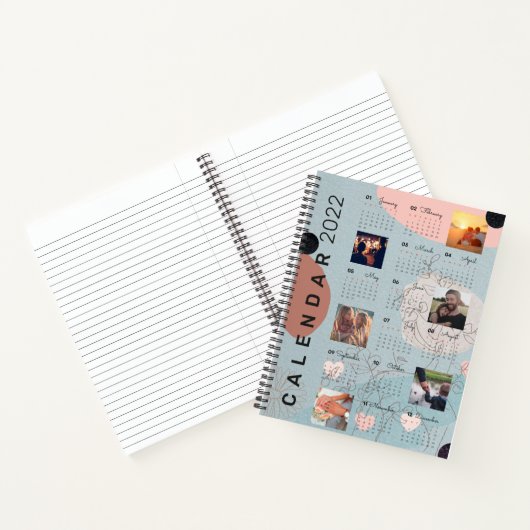 Moderne babyblauwe persoonlijke foto's Agenda 2022 (Binnen)