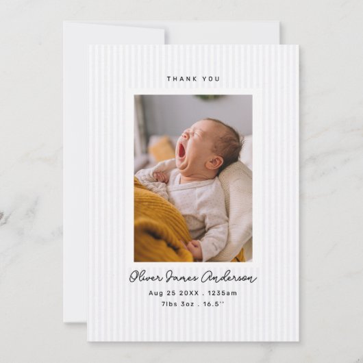 Moderne babyfoto-collage bedankt strepen (Voorkant)