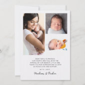 Moderne babyfoto-collage bedankt strepen (Achterkant)