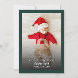 Moderne babyfoto eerste kerst geboorte feestdagenkaart
