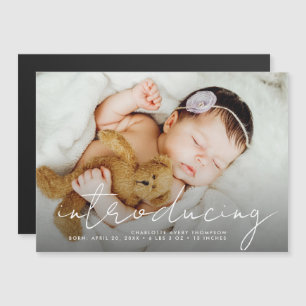 Moderne babyfoto geboorteaankondiging magneet