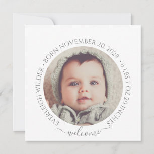 Moderne Babyfoto Geboorteaankondiging Plat Kaart