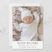 Moderne babyfoto geboorteaankondiging vlakke kaart (Voorkant)