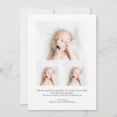 Moderne babyfoto geboorteaankondigingskaart aankondiging (Achterkant)
