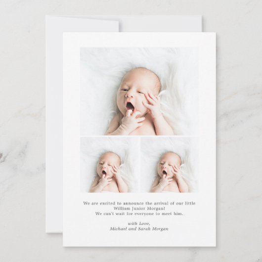 Moderne babyfoto geboorteaankondigingskaart aankondiging (Achterkant)