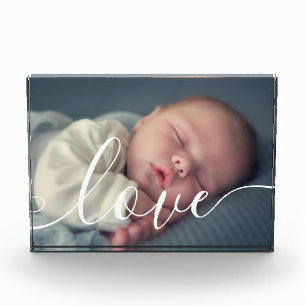 Moderne Babyfoto Witte Script LoveTypography Fotoblokken